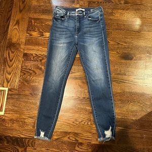 KanCan Faded Wash Raw Hem Skinny Jeans